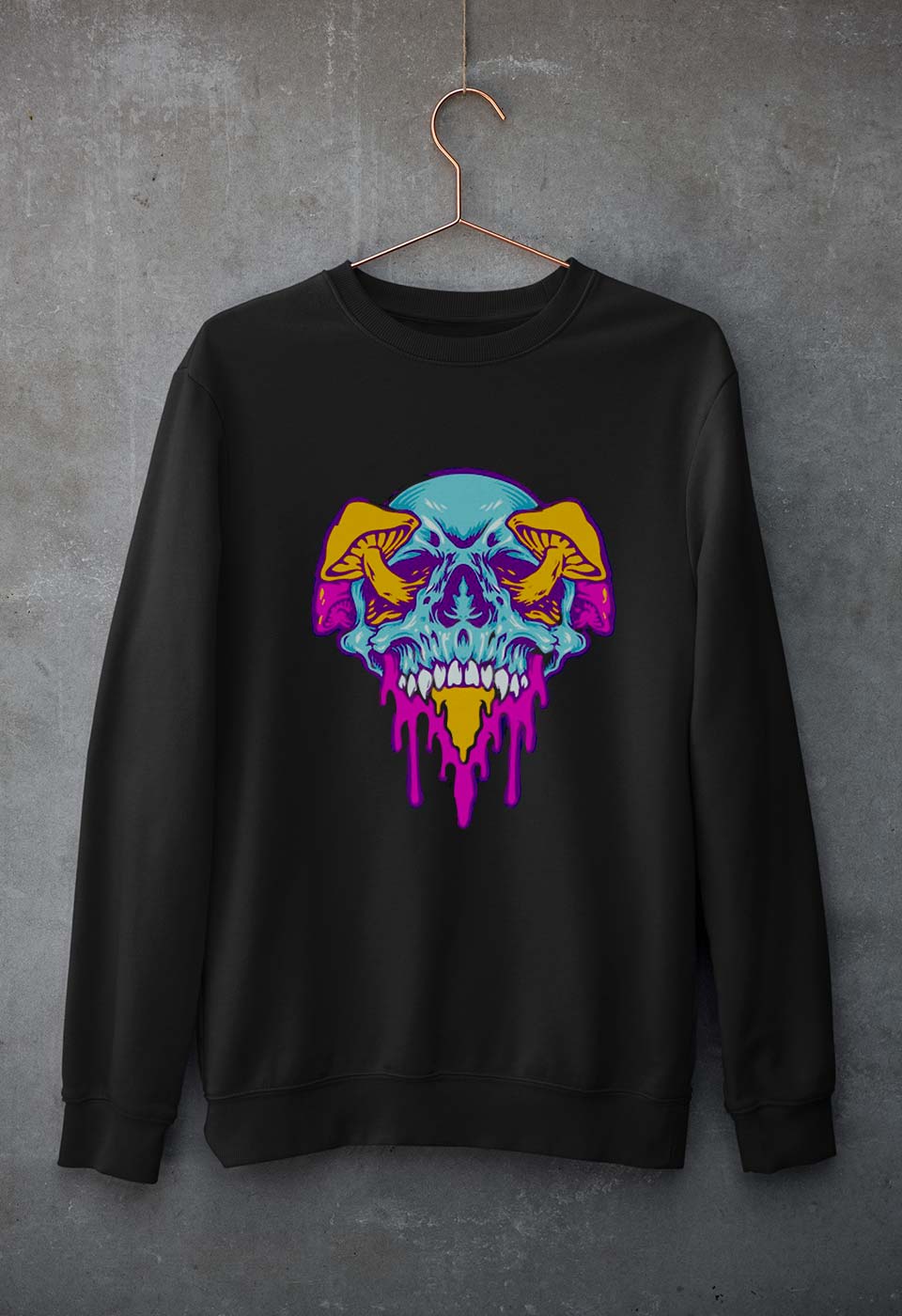 Trippy Psychedelic Skull Unisex Sweatshirt for Men/Women-Black-Ektarfa.online