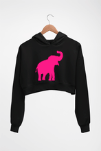 Load image into Gallery viewer, Pink Elephant Crop HOODIE FOR WOMEN-Black-Ektarfa.online
