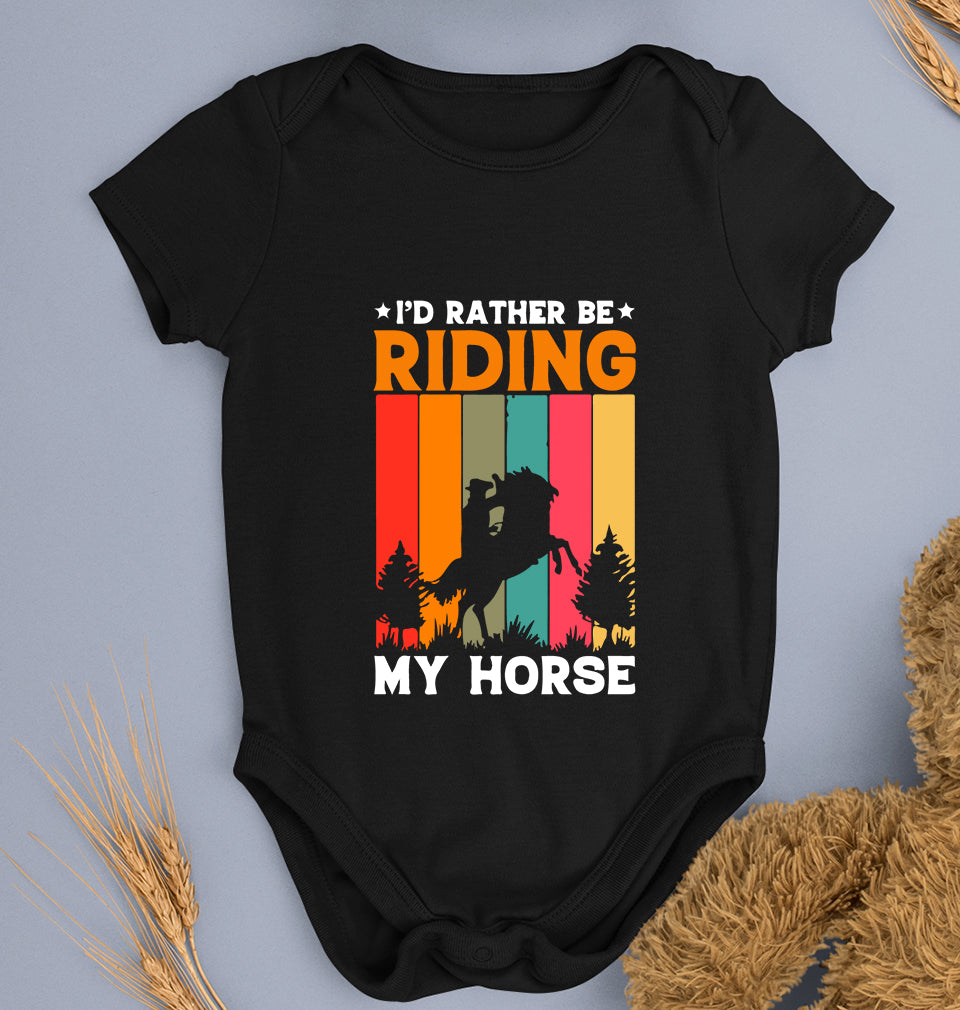 Horse Riding Kids Romper For Baby Boy/Girl-0-5 Months(18 Inches)-Black-Ektarfa.online