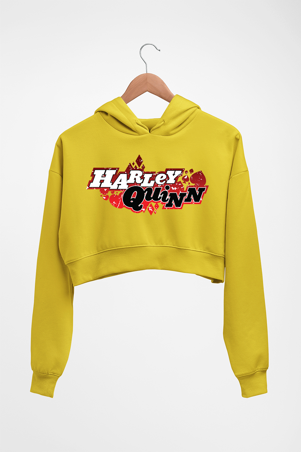 Harley Quinn Crop HOODIE FOR WOMEN-Mustard Yellow-Ektarfa.online