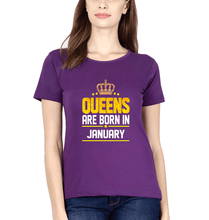 Load image into Gallery viewer, Queens Are Born In January T-Shirt for Women-Purple-Ektarfa.online
