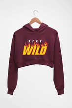 Load image into Gallery viewer, Stay Wild Crop HOODIE FOR WOMEN-Maroon-Ektarfa.online
