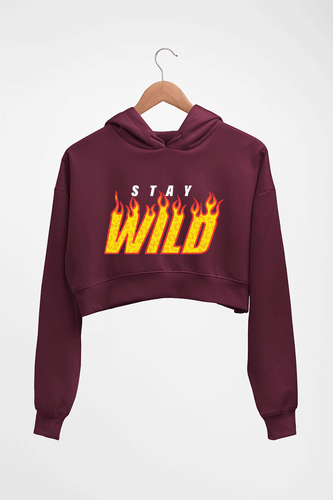 Stay Wild Crop HOODIE FOR WOMEN-Maroon-Ektarfa.online