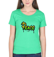 Load image into Gallery viewer, Graffiti Peace T-Shirt for Women-Flag Green-Ektarfa.online
