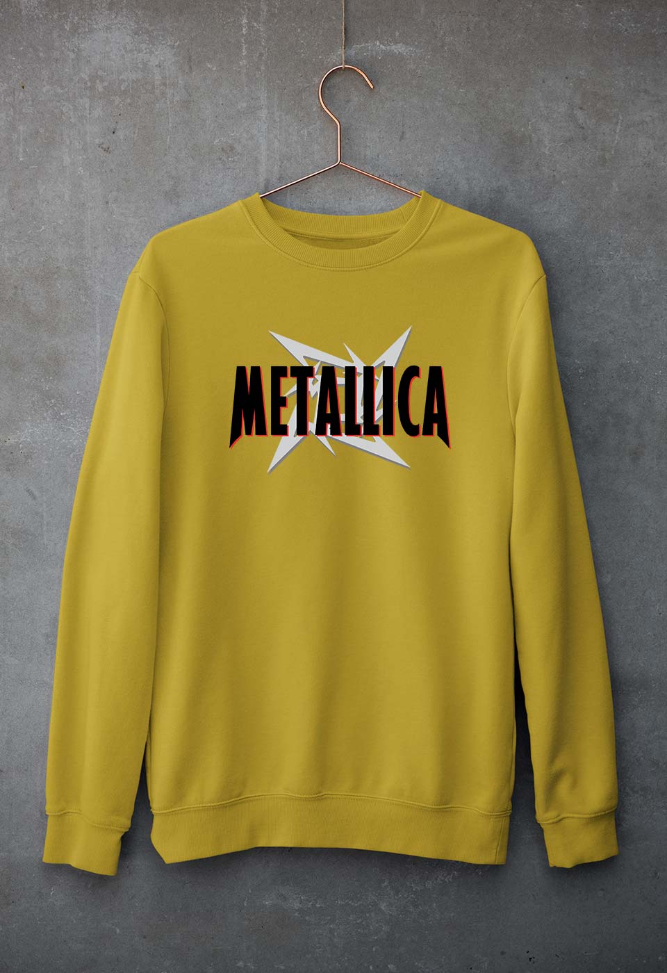 Metallica Unisex Sweatshirt for Men/Women-S(40 Inches)-Mustard Yellow-Ektarfa.online