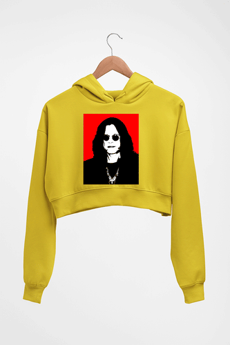 Ozzy Osbourne Crop HOODIE FOR WOMEN-Mustard Yellow-Ektarfa.online