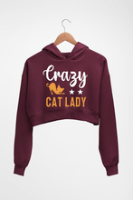 Load image into Gallery viewer, Cat Lady Crop HOODIE FOR WOMEN-Maroon-Ektarfa.online
