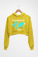 Load image into Gallery viewer, Traveling is Love Crop HOODIE FOR WOMEN-Mustard yellow-Ektarfa.online
