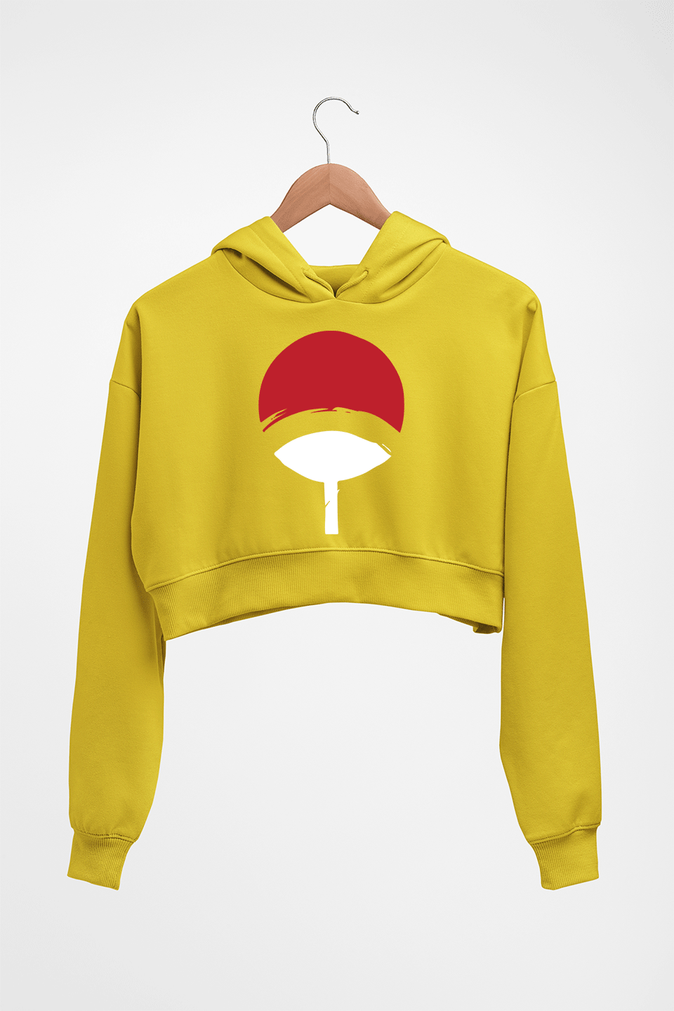 Uchiha clan Crop HOODIE FOR WOMEN-Mustard Yellow-Ektarfa.online