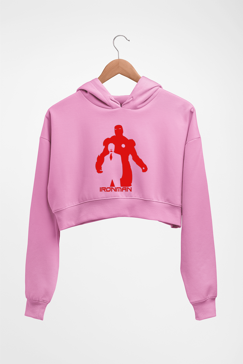 Iron Man Crop HOODIE FOR WOMEN-Light Baby Pink-Ektarfa.online