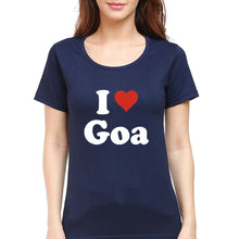 Load image into Gallery viewer, I Love Goa T-Shirt for Women-Navy Blue-Ektarfa.online
