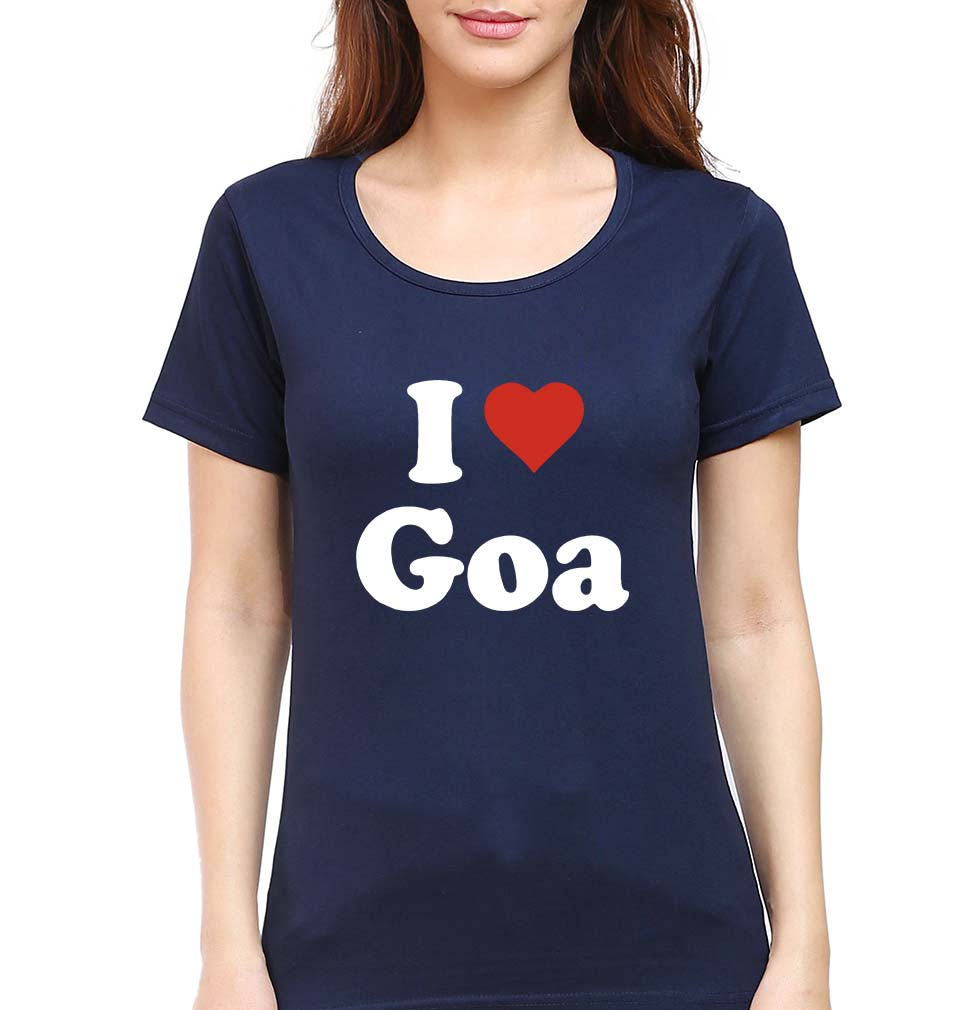 I Love Goa T-Shirt for Women-Navy Blue-Ektarfa.online