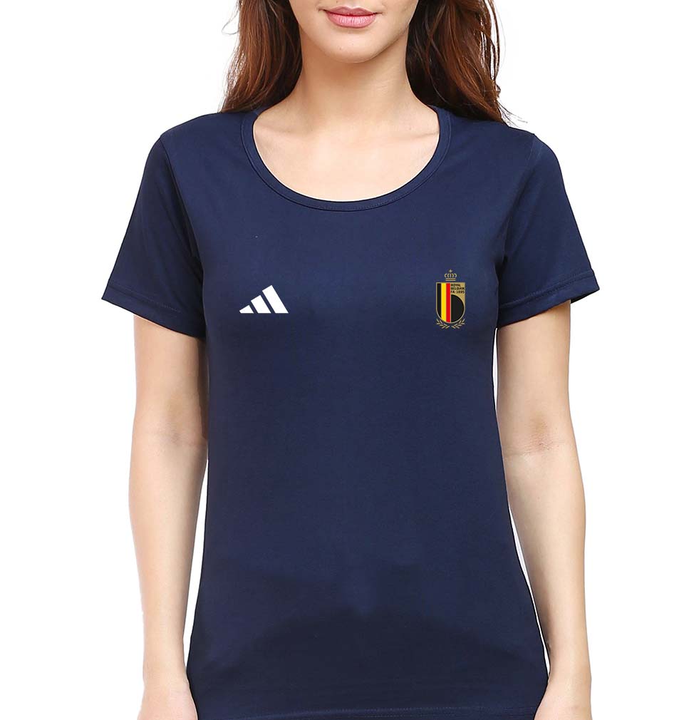 Belgium Football T-Shirt for Women-Navy Blue-Ektarfa.online