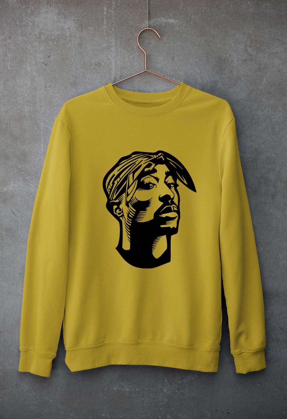 Tupac 2Pac Unisex Sweatshirt for Men/Women-Mustard Yellow-Ektarfa.online