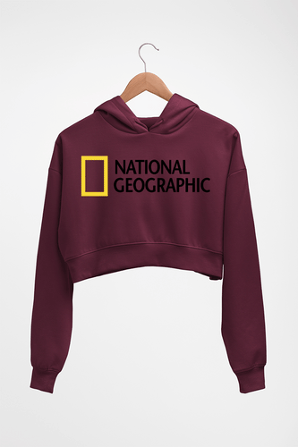 National geographic Crop HOODIE FOR WOMEN-Maroon-Ektarfa.online