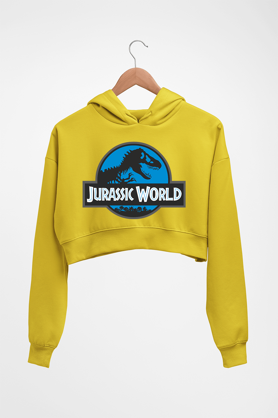 Jurassic World Crop HOODIE FOR WOMEN-Mustard Yellow-Ektarfa.online