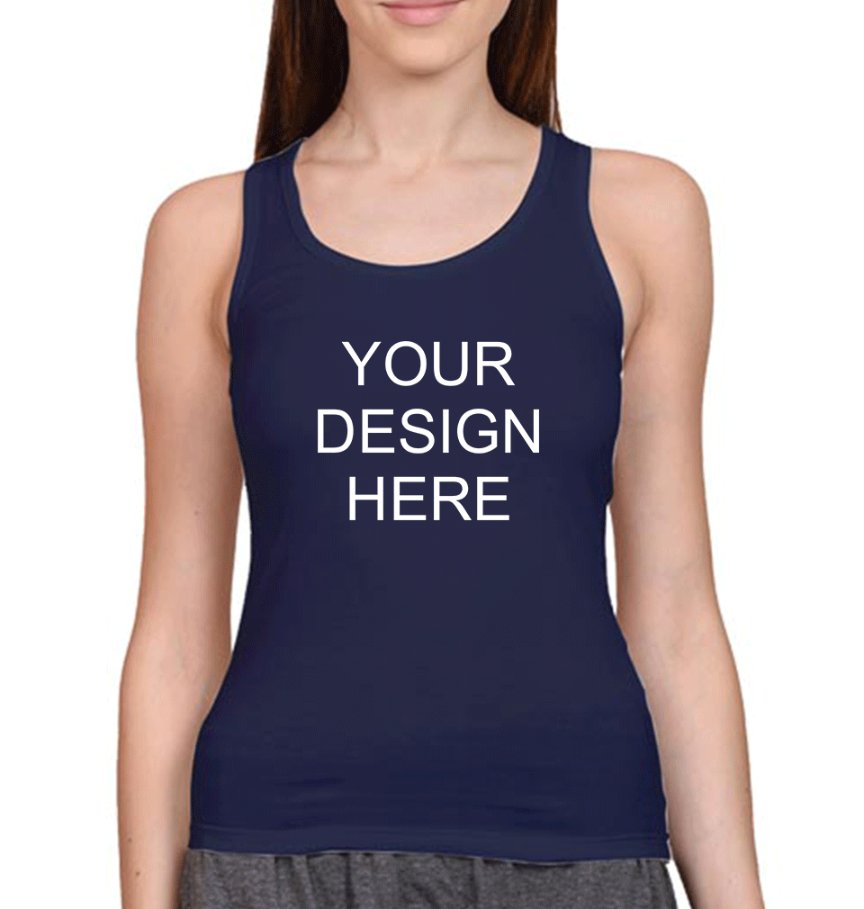 Customized-Custom-Personalized Tank Top for Women-S(34 Inches)-Navy Blue-ektarfa.com