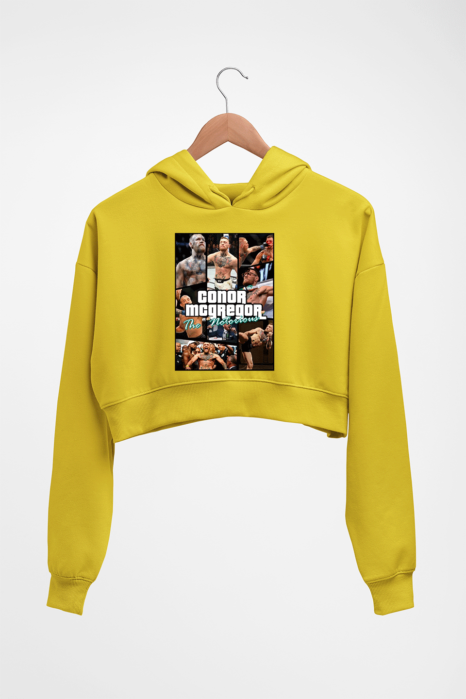 Conor McGregor UFC Crop HOODIE FOR WOMEN-Mustard Yellow-Ektarfa.online