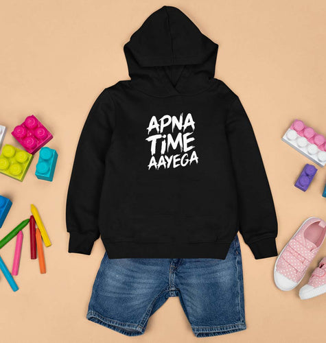 Apna Time Aayega Kids Hoodie for Boy/Girl-0-1 Year(22 Inches)-Black-Ektarfa.online