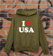 Load image into Gallery viewer, I Love USA Unisex Hoodie for Men/Women-Olive Green-Ektarfa.online
