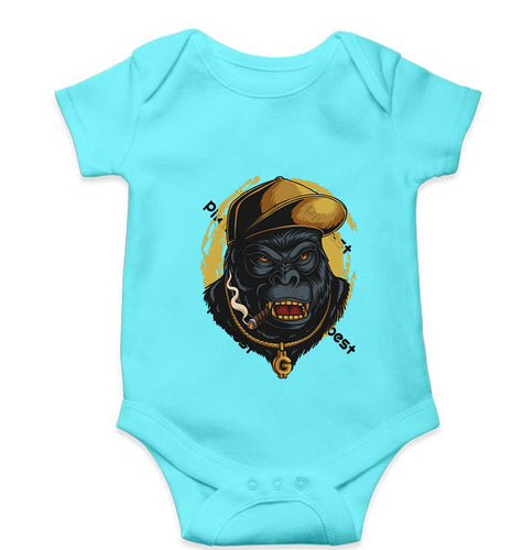 Hip Hop Gorilla Kids Romper For Baby Boy/Girl-0-5 Months(18 Inches)-Sky Blue-Ektarfa.online