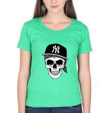 Load image into Gallery viewer, Hip Hop Skull NY T-Shirt for Women-Flag Green-Ektarfa.online
