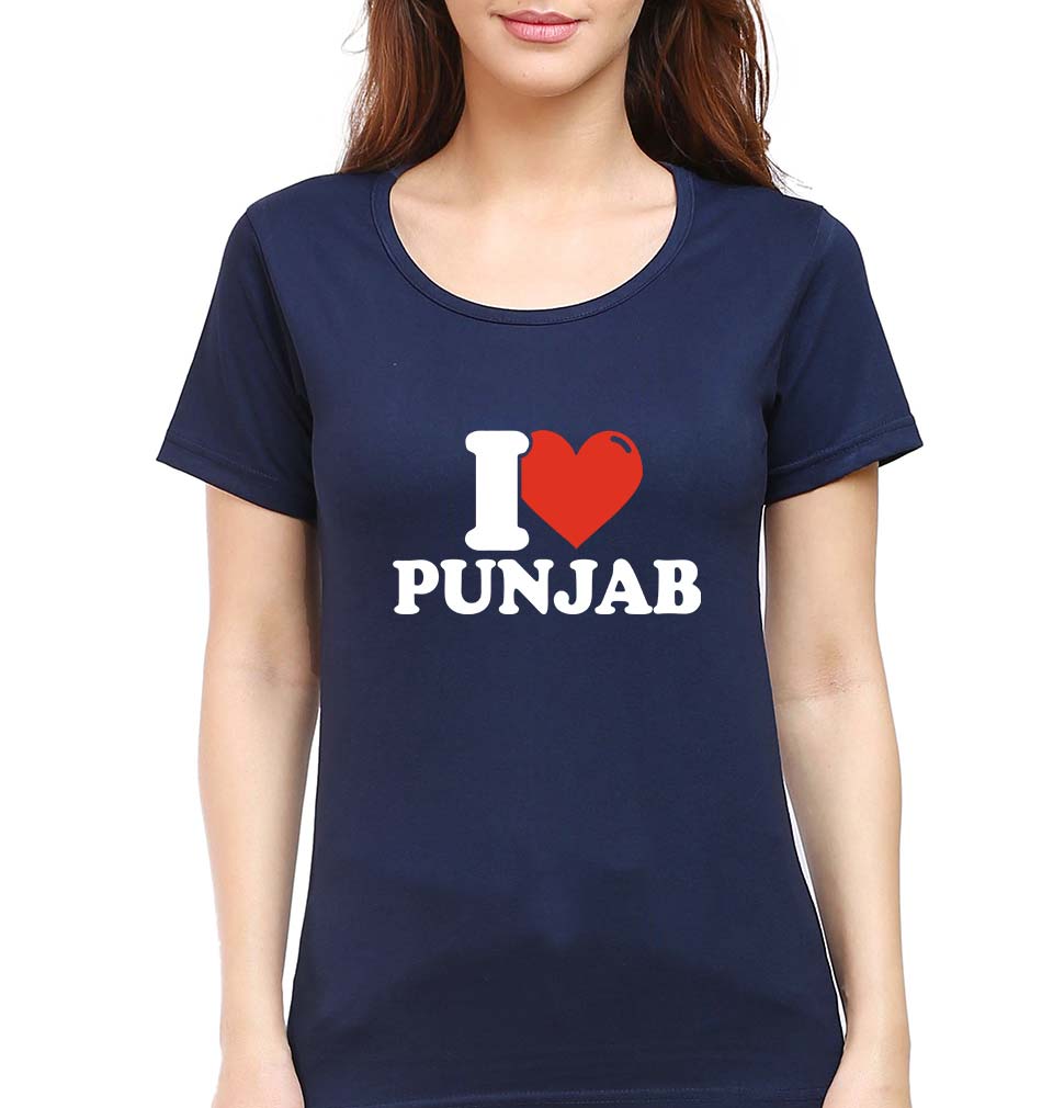 I Love Punjab T-Shirt for Women-Navy Blue-Ektarfa.online