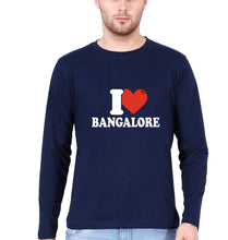 Load image into Gallery viewer, I Love BANGALORE T Full Sleeves T-Shirt for Men-Navy Blue-Ektarfa.online
