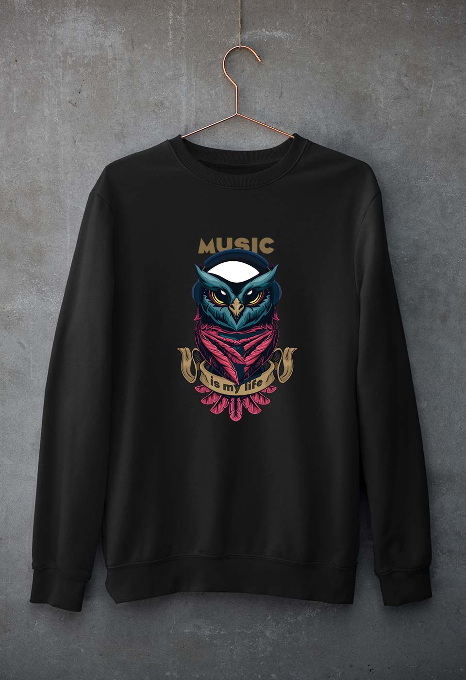 Owl Music Unisex Sweatshirt for Men/Women-Black-Ektarfa.online