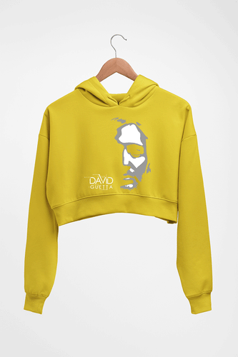 David Guetta Crop HOODIE FOR WOMEN-Mustard Yellow-Ektarfa.online