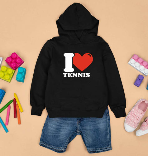 I Love Tennis Kids Hoodie for Boy/Girl-Black-Ektarfa.online
