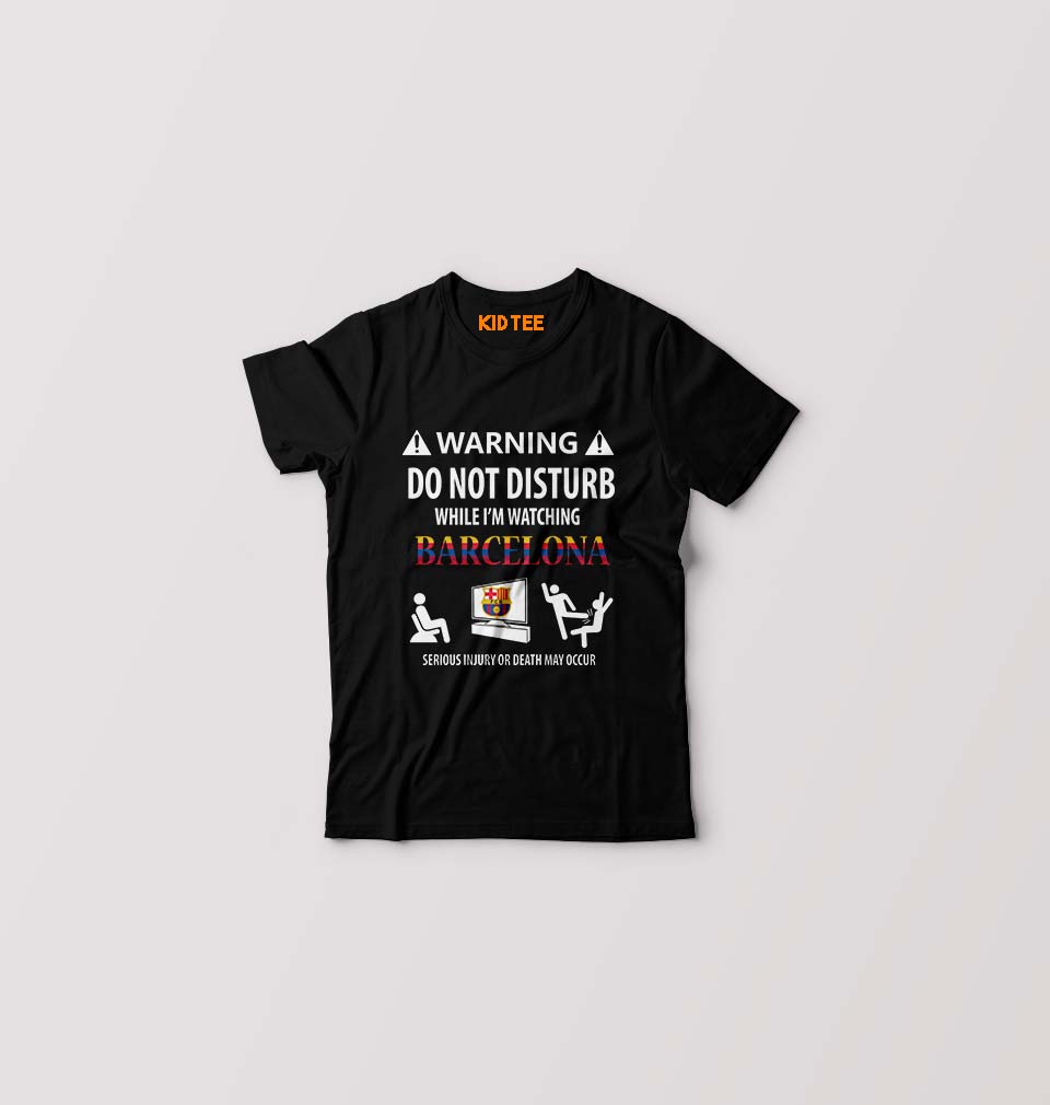 Warning FCB Kids T-Shirt for Boy/Girl-Black-Ektarfa.online