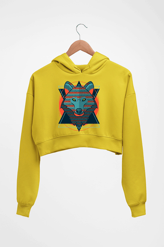 Fox Wolf Crop HOODIE FOR WOMEN-Mustard Yellow-Ektarfa.online