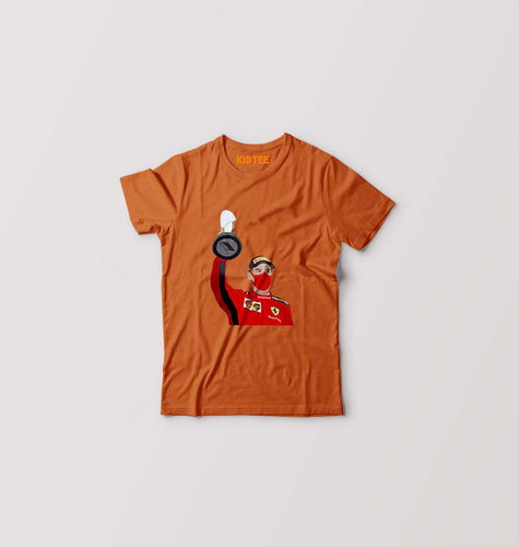 Sebastian Vettel F1 Kids T-Shirt for Boy/Girl-Orange-Ektarfa.online