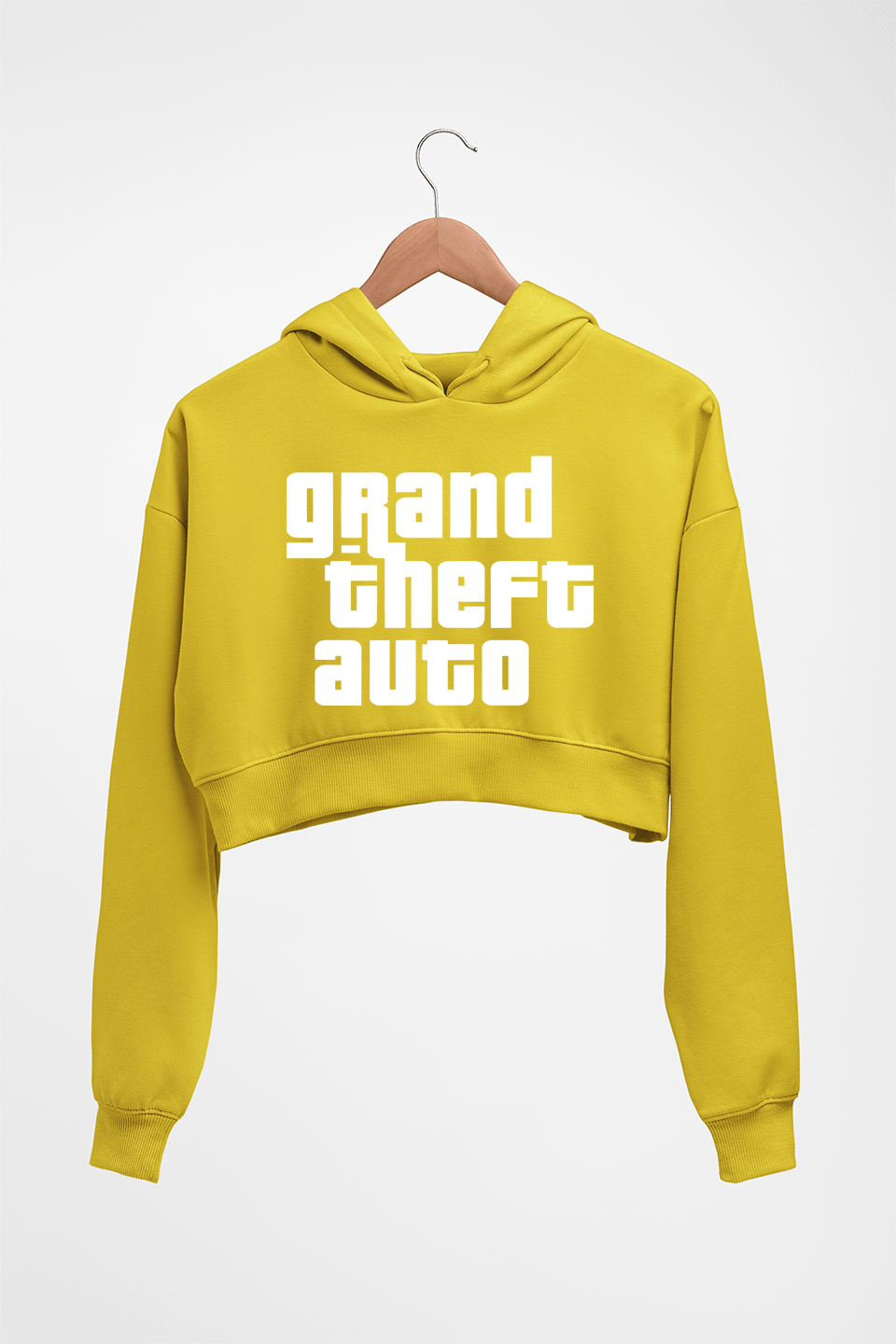 Grand Theft Auto (GTA) Crop HOODIE FOR WOMEN-Mustard Yellow-Ektarfa.online