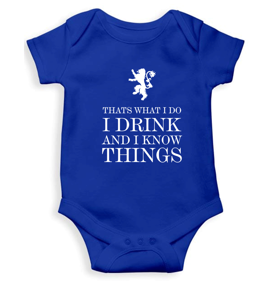 GOT Game of Thrones I Drink And Know Things Kids Romper For Baby Boy/Girl-0-5 Months(18 Inches)-Royal Blue-Ektarfa.online