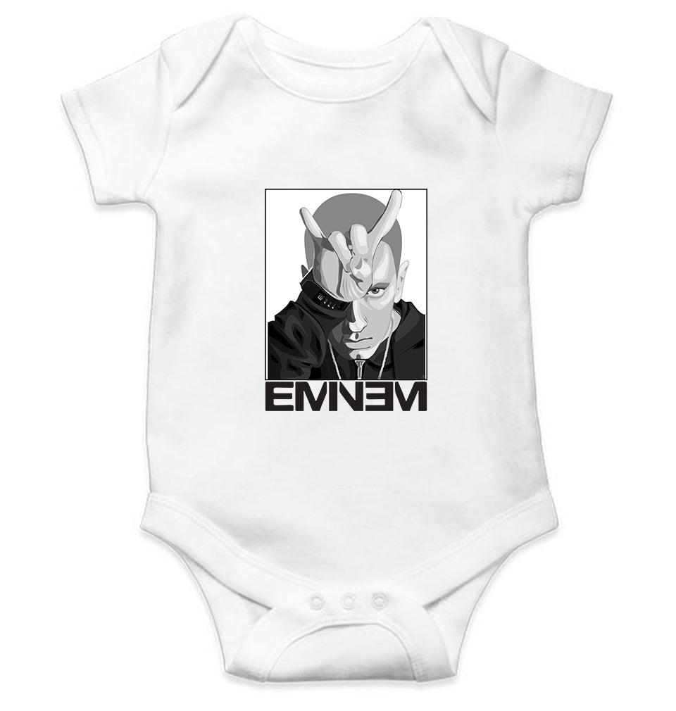 Eminem Kids Romper For Baby Boy/Girl-0-5 Months(18 Inches)-White-Ektarfa.online