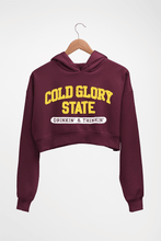 Load image into Gallery viewer, Varsity Cold Glory Crop HOODIE FOR WOMEN-Maroon-Ektarfa.online
