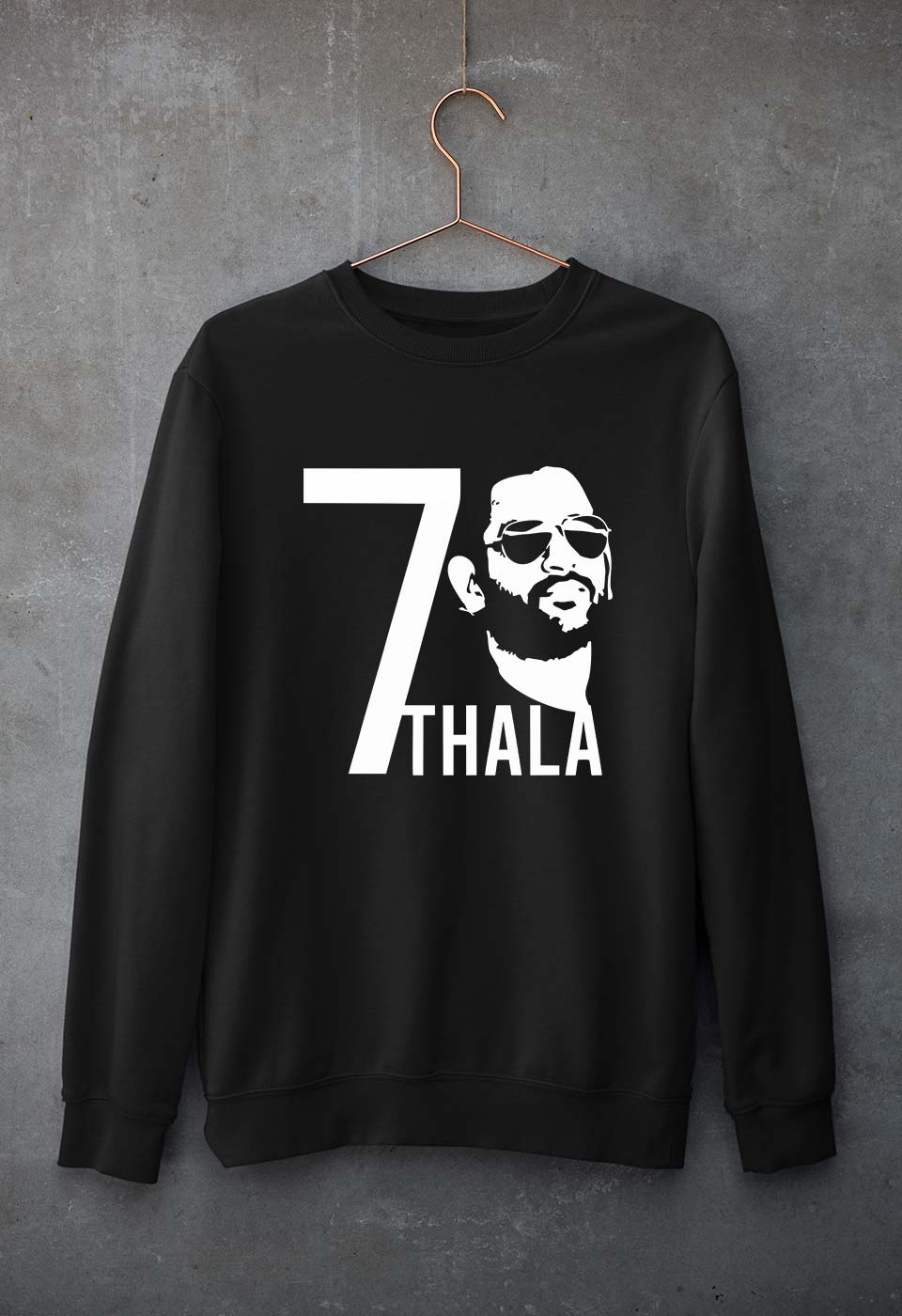 MS Dhoni 07 Thala Unisex Sweatshirt for Men/Women-Black-Ektarfa.online