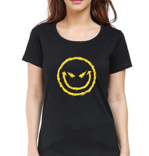 Load image into Gallery viewer, Evil Smile Emoji T-Shirt for Women-Black-Ektarfa.online
