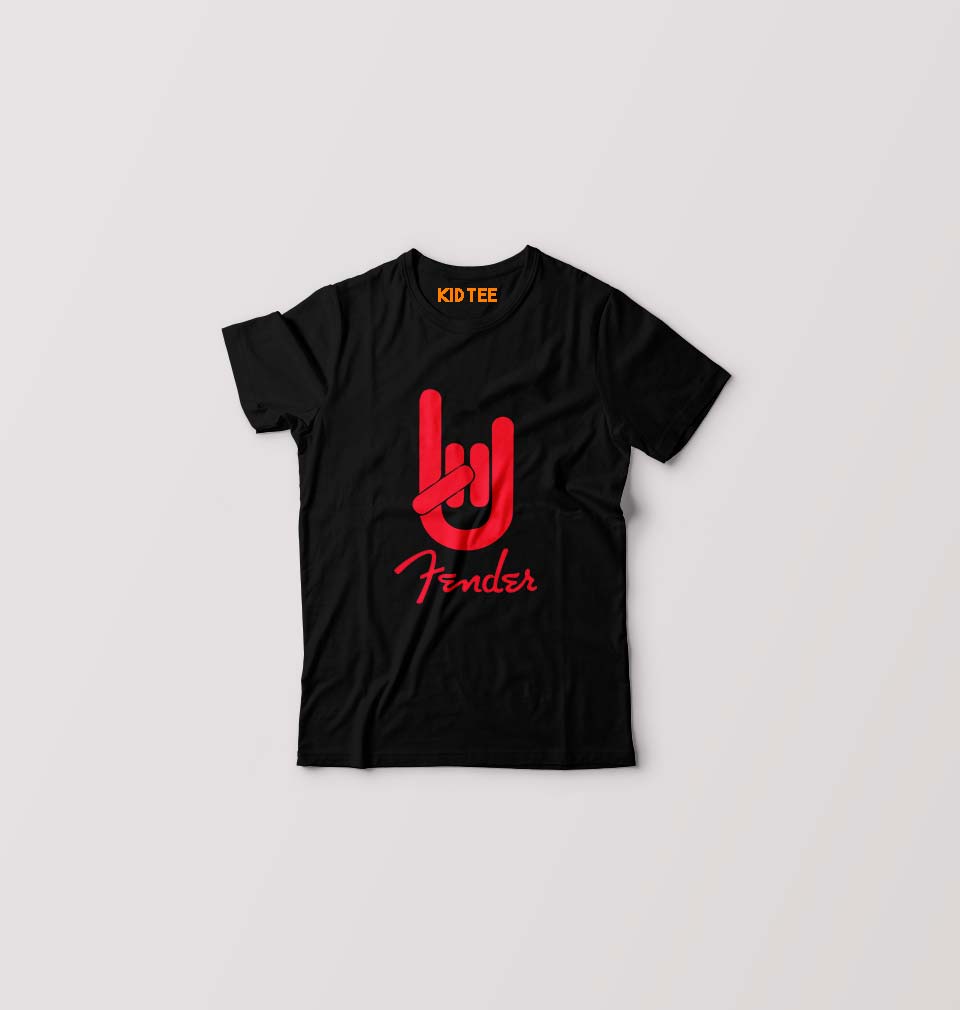Fender Rock Hand Kids T-Shirt for Boy/Girl-Black-Ektarfa.online