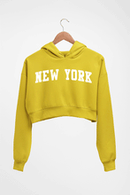 Load image into Gallery viewer, New York Crop HOODIE FOR WOMEN-Mustard Yellow-Ektarfa.online
