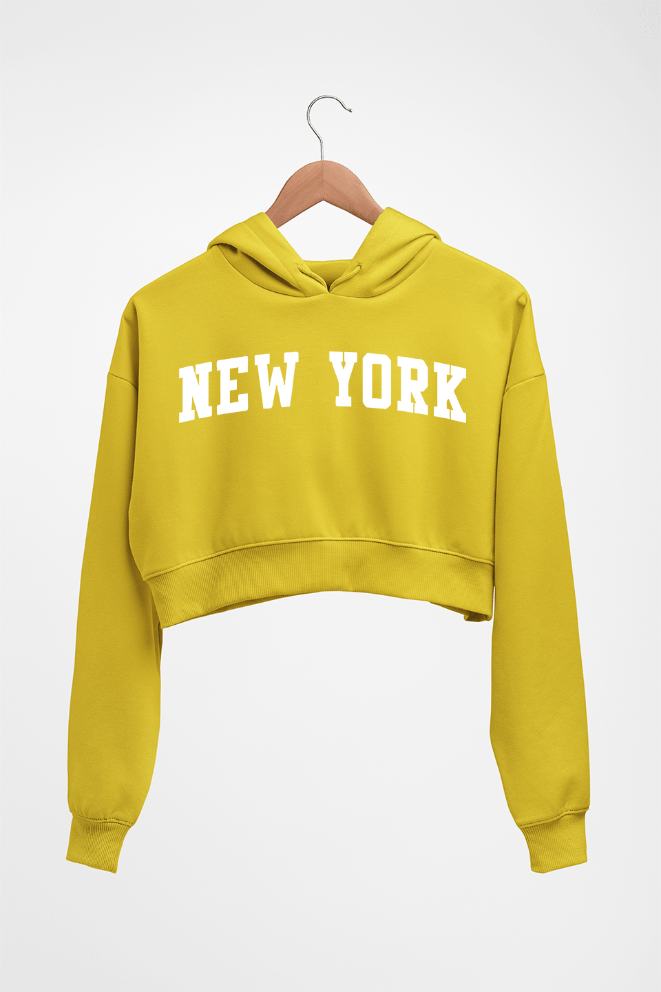 New York Crop HOODIE FOR WOMEN-Mustard Yellow-Ektarfa.online