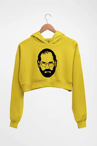 Steve Jobs Crop HOODIE FOR WOMEN-Mustard Yellow-Ektarfa.online