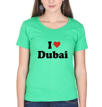 Load image into Gallery viewer, I Love Dubai T-Shirt for Women-Flag Green-Ektarfa.online
