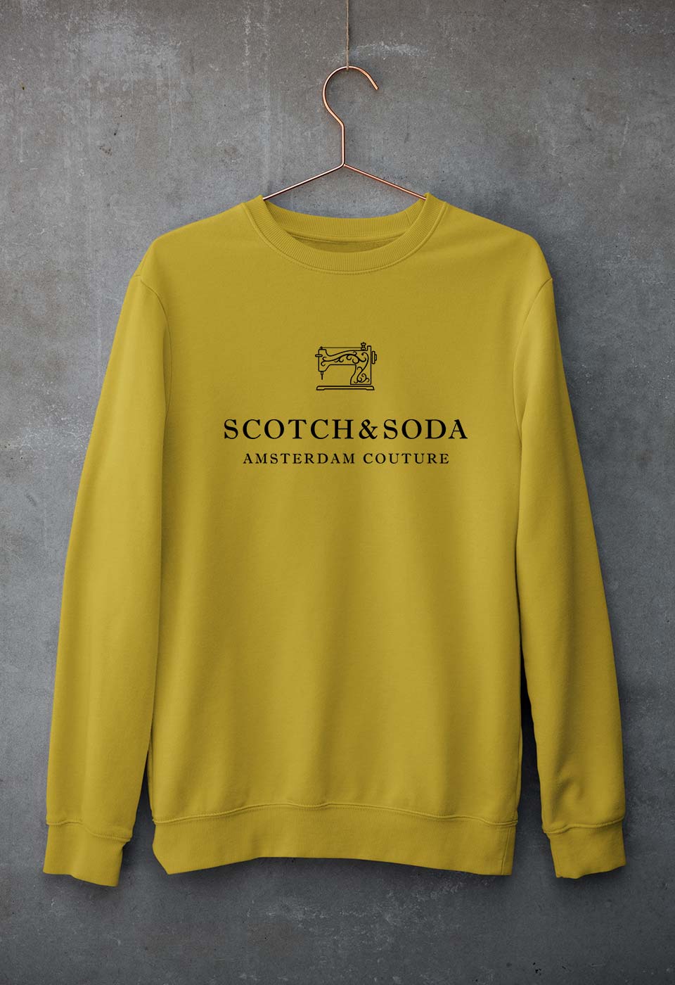 Scotch & Soda Unisex Sweatshirt for Men/Women-Mustard Yellow-Ektarfa.online