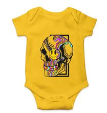 Load image into Gallery viewer, Trippy Psychedelic Skull Emoji Kids Romper For Baby Boy/Girl-Yellow-Ektarfa.online
