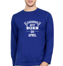 Load image into Gallery viewer, Legends are Born in April Full Sleeves T-Shirt for Men-Royal Blue-Ektarfa.online
