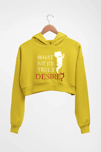 Load image into Gallery viewer, Lucifer Crop HOODIE FOR WOMEN-Mustard Yellow-Ektarfa.online
