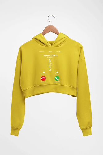 Maldives Calling Crop HOODIE FOR WOMEN-Mustard Yellow-Ektarfa.online